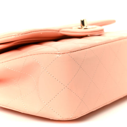 Lambskin Quilted Small Double Flap Light Orange