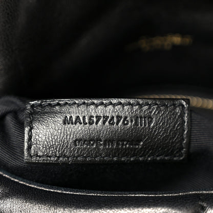 Lambskin Quilted Small Loulou Puffer Monogram Chain Satchel Black