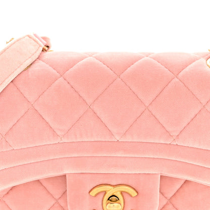 Velvet Quilted Mini Flap Pink