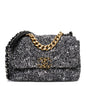 Tweed Quilted Medium Chanel 19 Flap Grey