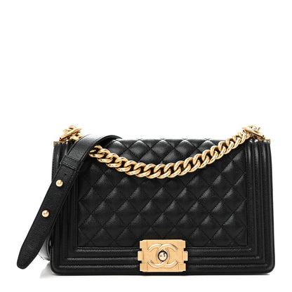 Caviar Quilted Medium Boy Flap Black