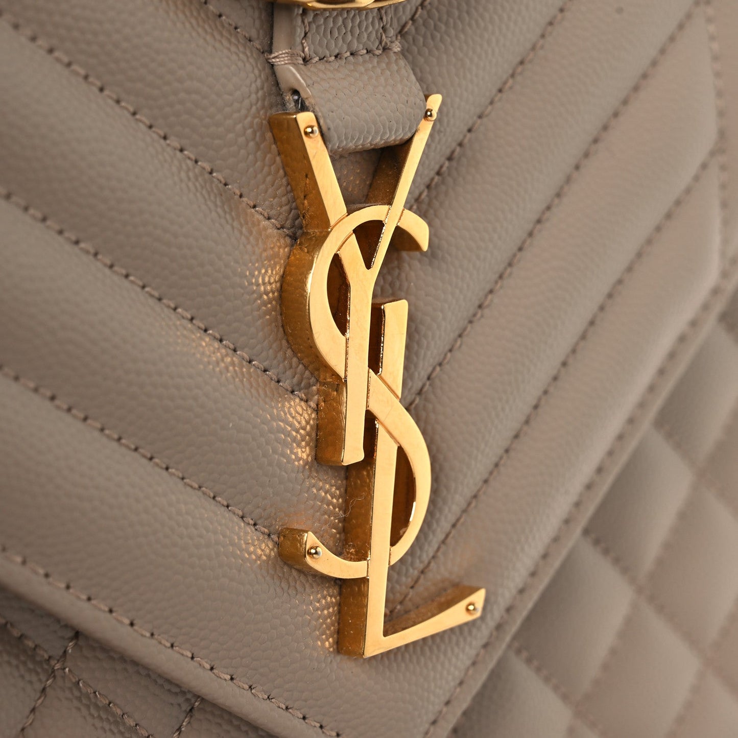 Grain De Poudre Textured Mixed Matelasse Medium Triquilt Monogram Satchel Dark Beige