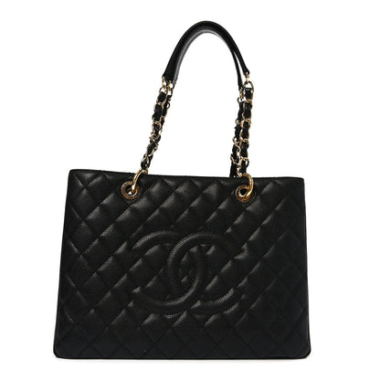 Caviar Quilted Grand Shopping Tote GST Black