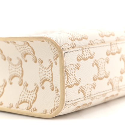 Triomphe Canvas Calfskin Mini Vertical Cabas White