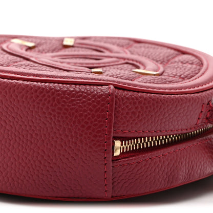 Caviar Quilted Round Filigree Crossbody Red