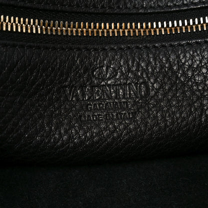Pebbled Calfskin Large Rockstud Flip-Lock Messenger Bag Black