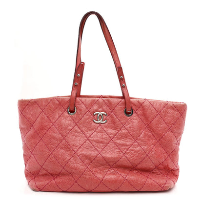 Glazed Calfskin Large On The Road Tote Pink
