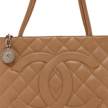 Caviar Quilted Medallion Tote Beige