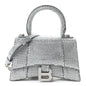 Strass Suede Hourglass Top Handle Bag XS Smoke Grey Crystal