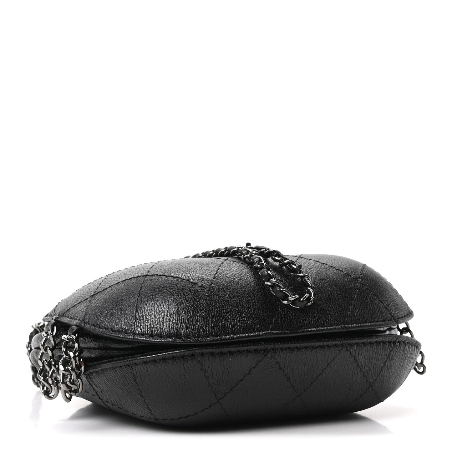 Aged Calfskin Quilted Small Gabrielle Bucket Black