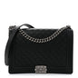 Lambskin Quilted Large Boy Flap Black