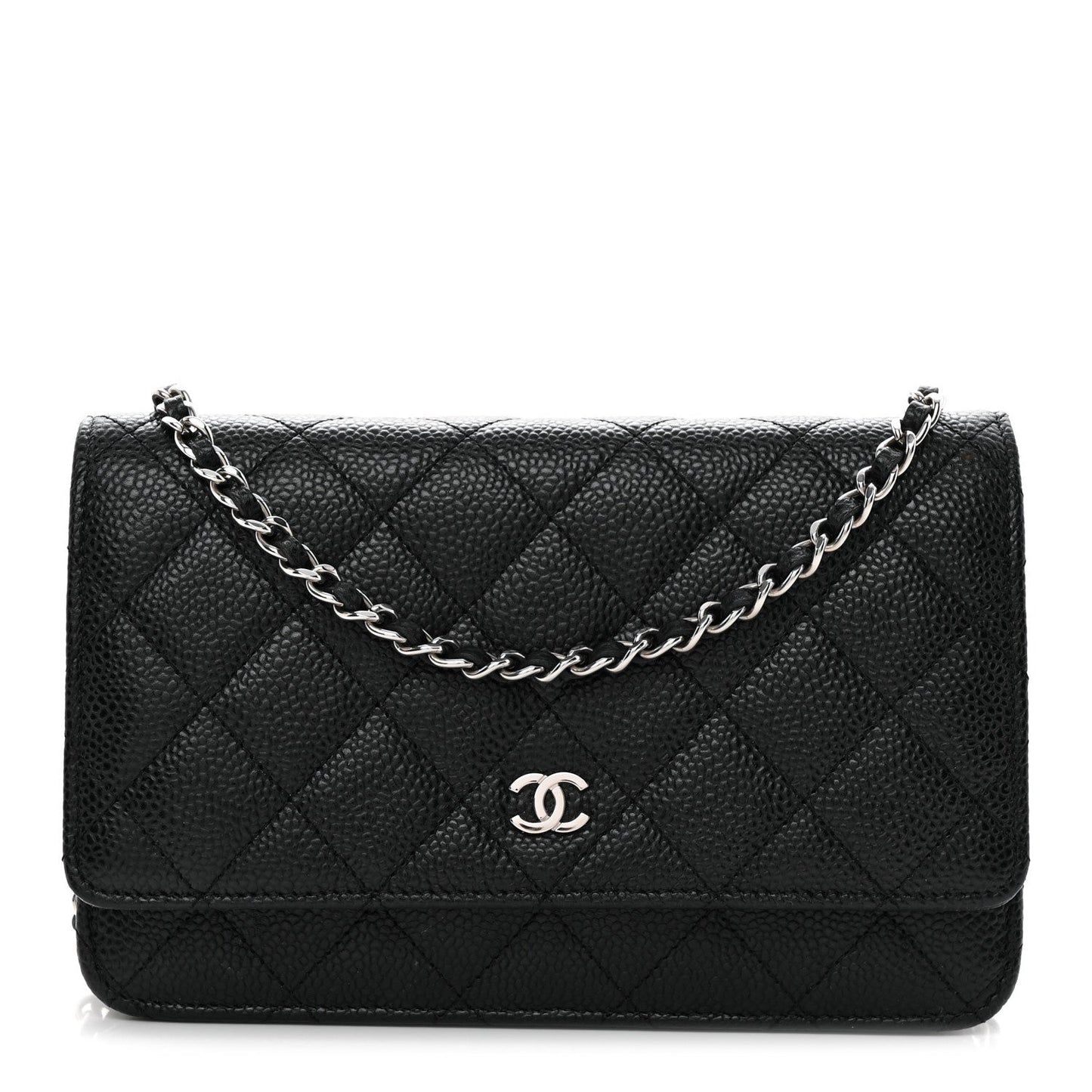 Caviar Quilted Wallet on Chain WOC Black