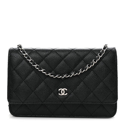 Caviar Quilted Wallet on Chain WOC Black