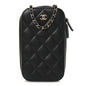 Caviar Quilted Phone Holder Wallet On Chain WOC Black