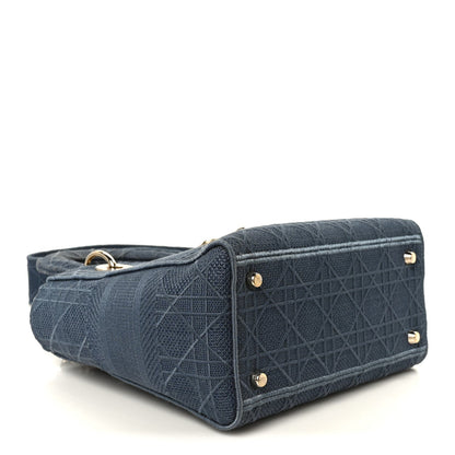 Canvas Embroidered Cannage Medium Lady D-Lite Denim Blue