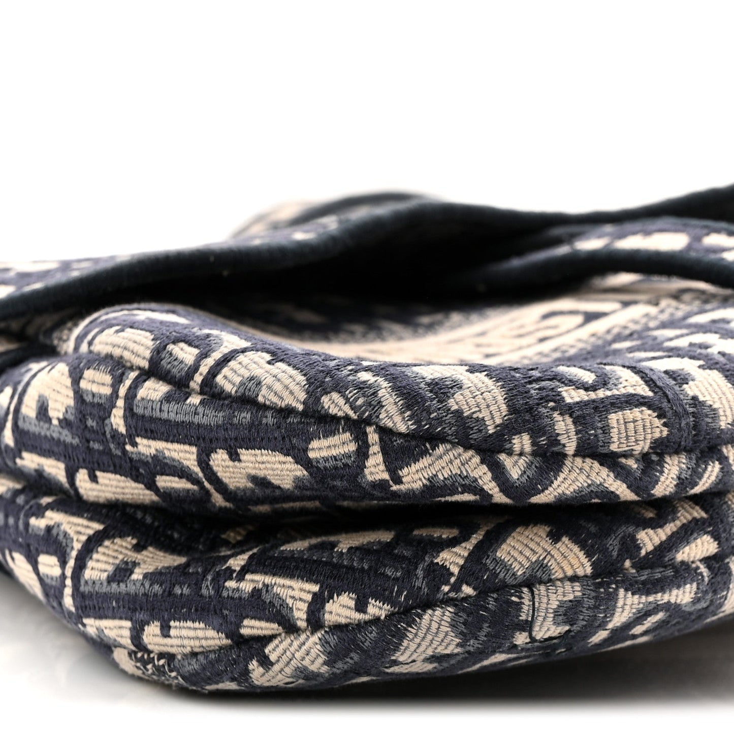 Oblique Embroidered Saddle Bag Blue