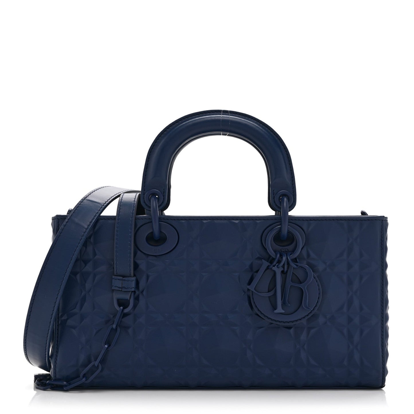 Calfskin Cannage Diamond Medium Lady D-Joy Navy Blue