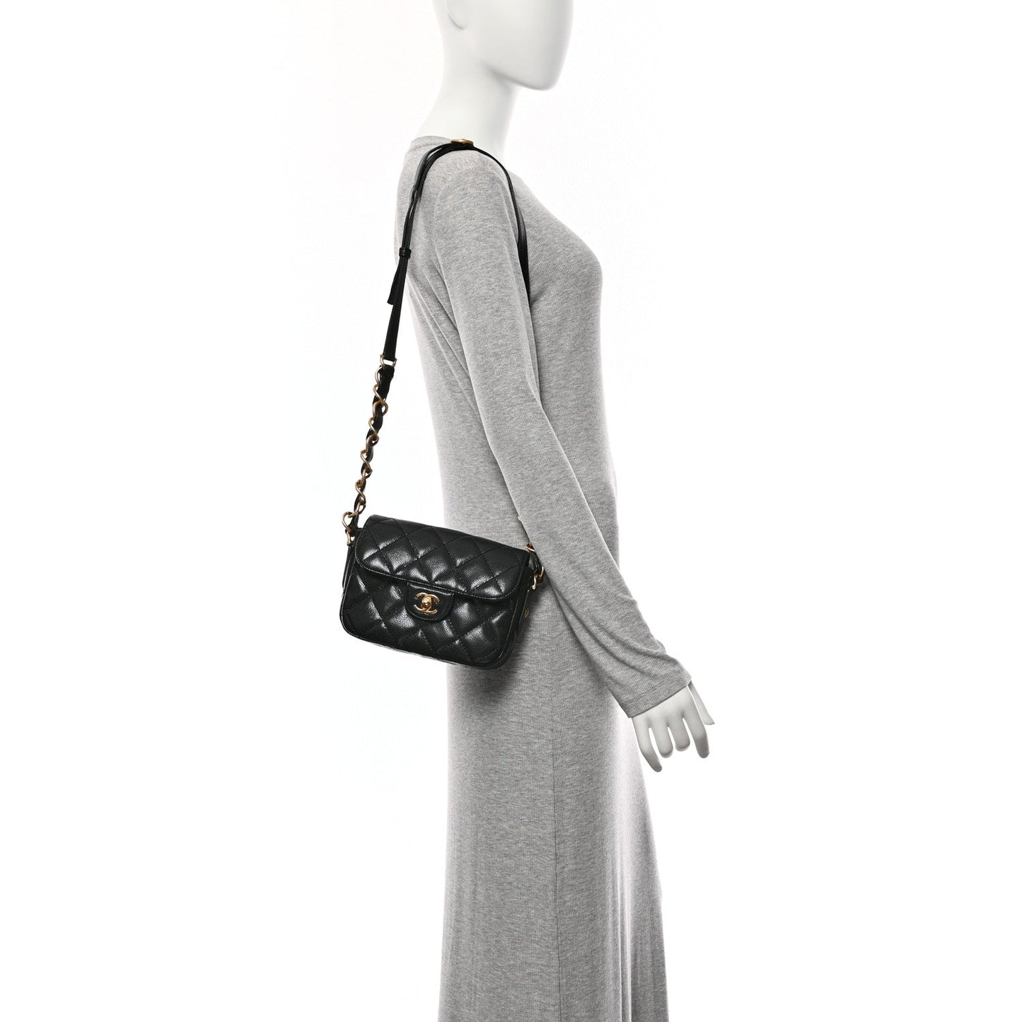 Caviar Quilted Mini Chain Flap Black