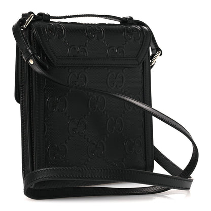 Calfskin GG Tennis Embossed Messenger Bag Black