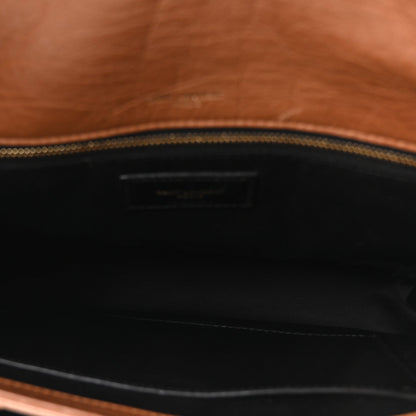 Crinkled Calfskin Matelasse Monogram Medium Niki Chain Satchel Caramel
