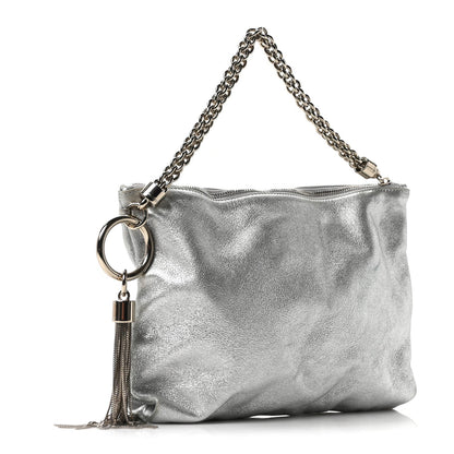 Metallic Goatskin Callie Mea Tassel Silver