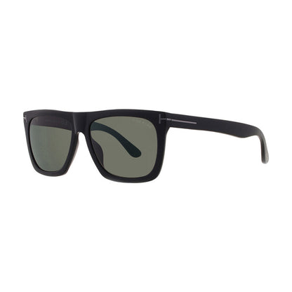 Tom Ford Sunglasses Rectangle Full Rim, Shiny Black Frame and Gray Polarized Lens FT0513-N01D