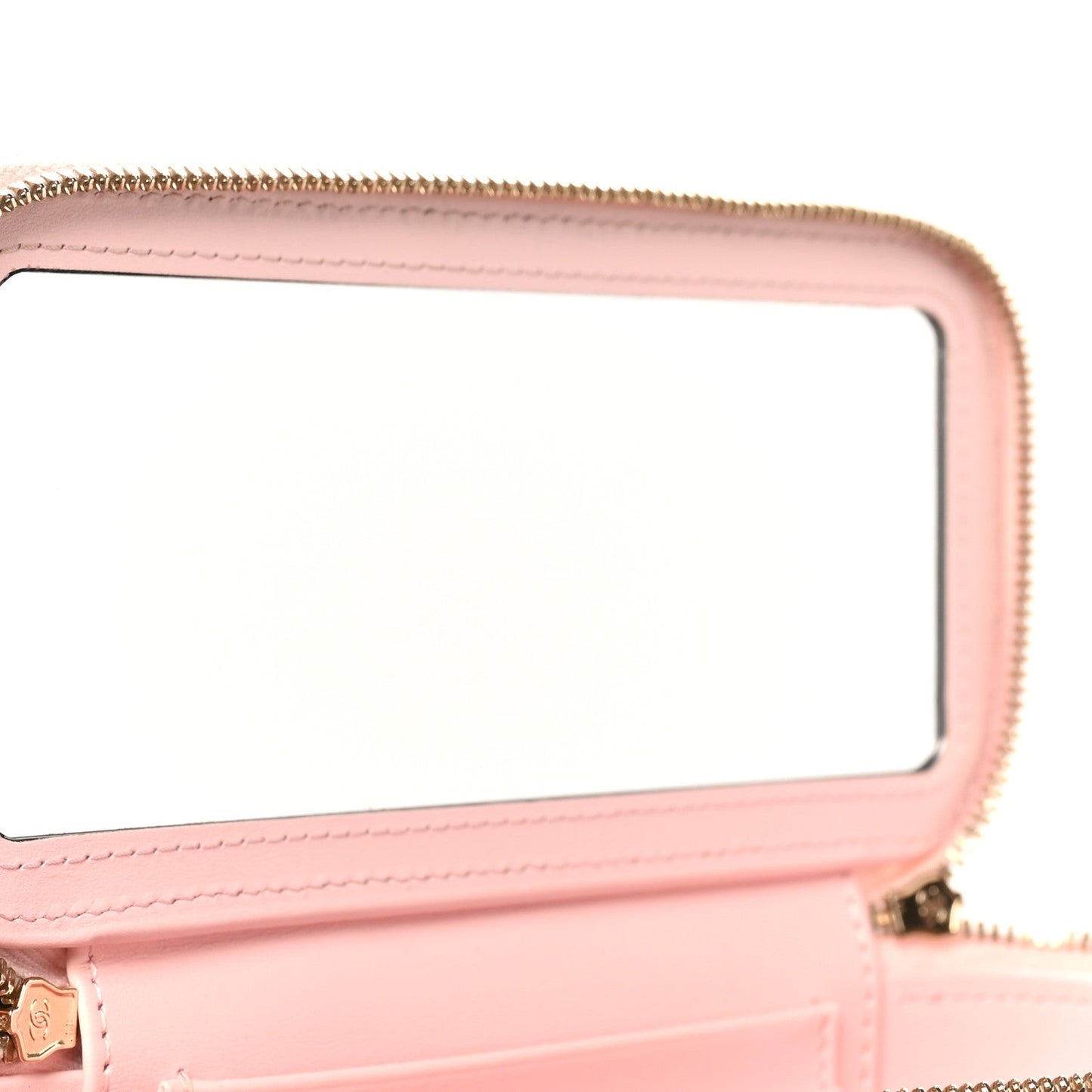 Caviar Quilted Top Handle Vanity With Chain Light Pink