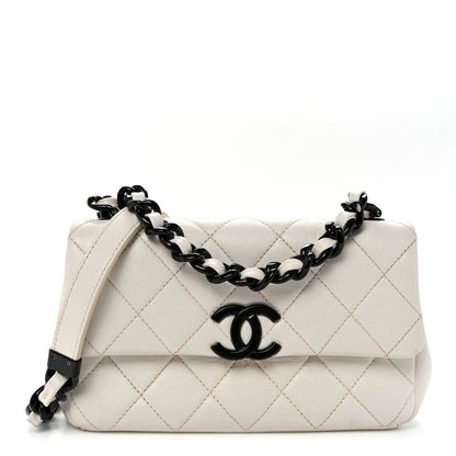 Caviar Quilted My Everything Small Flap White Black