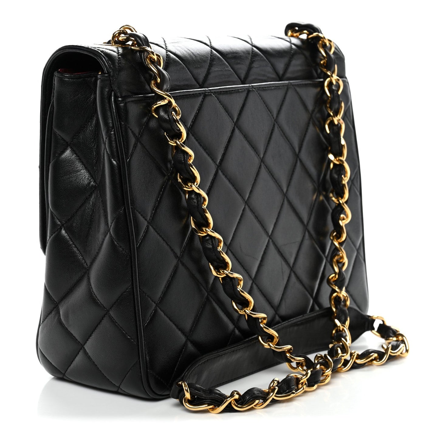 Lambskin Quilted Medium Single Flap Black