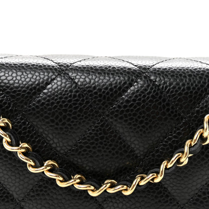 Caviar Quilted CC Turnlock Wallet On Chain WOC Black