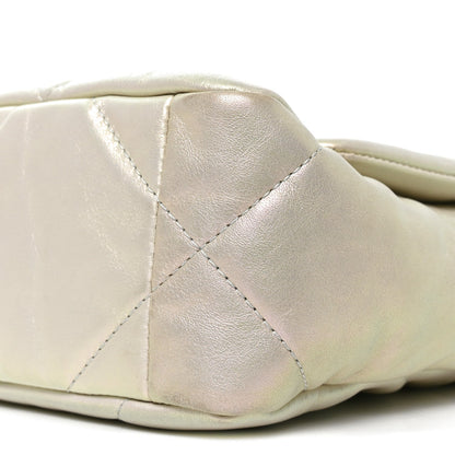 Iridescent Calfskin Quilted Medium Chanel 19 Flap White