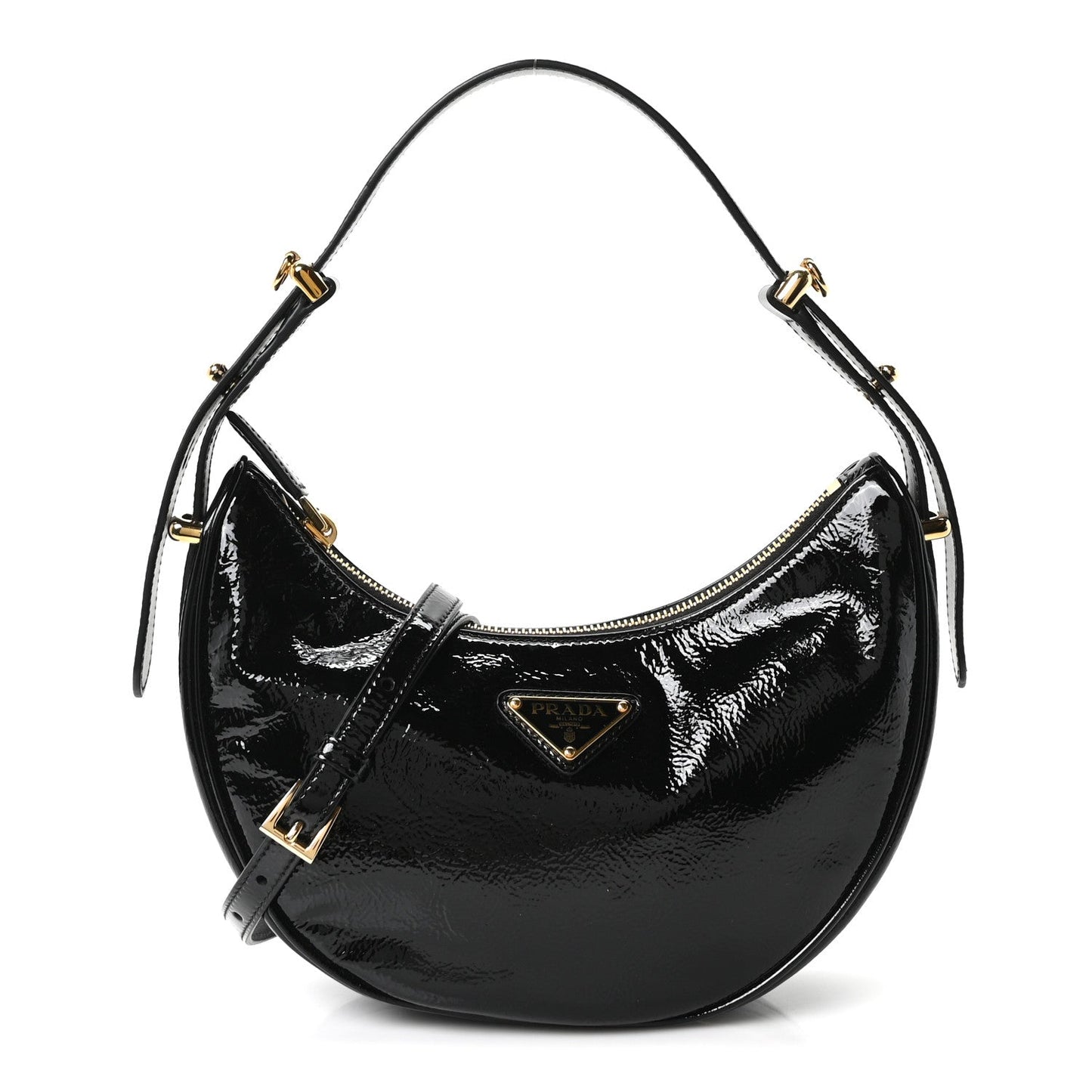 Patent Naplak Arque Shoulder Bag Black