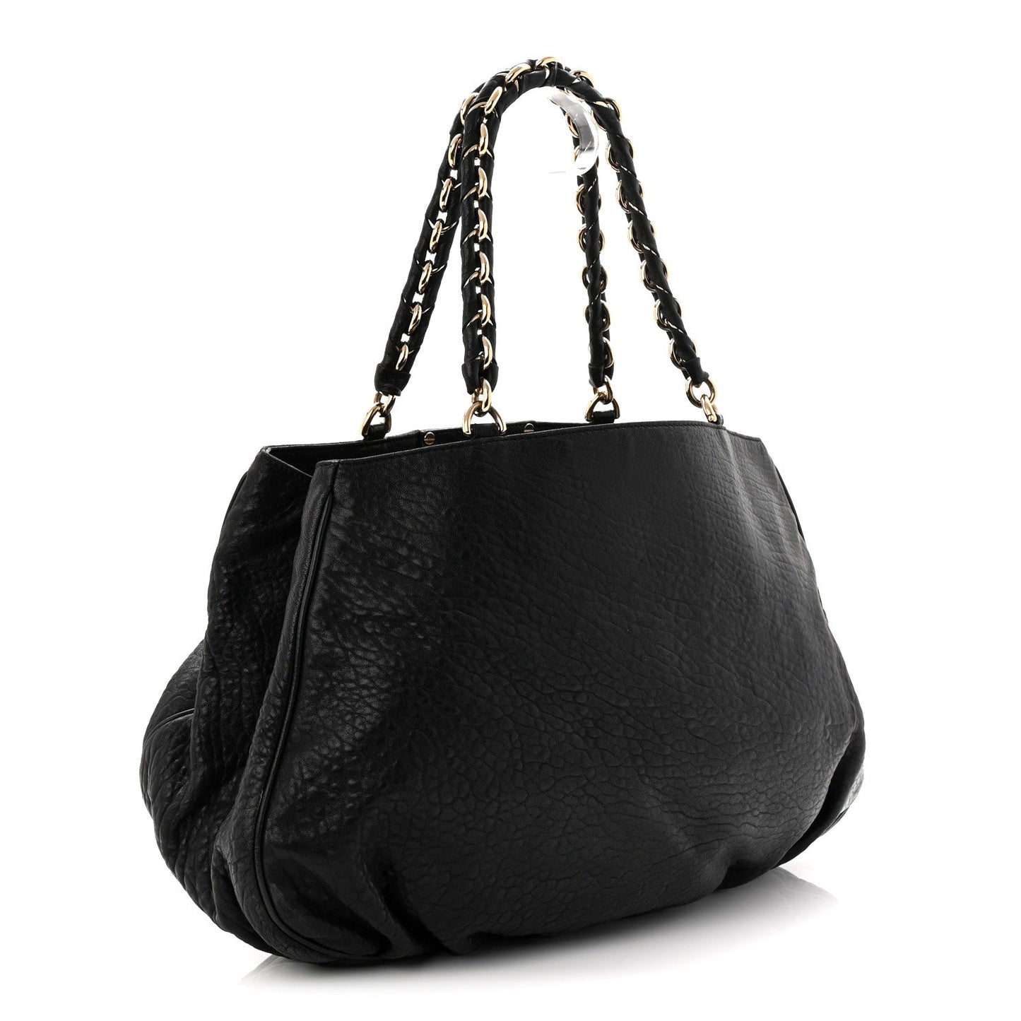 Crinkled Lambskin Mia Tote Black