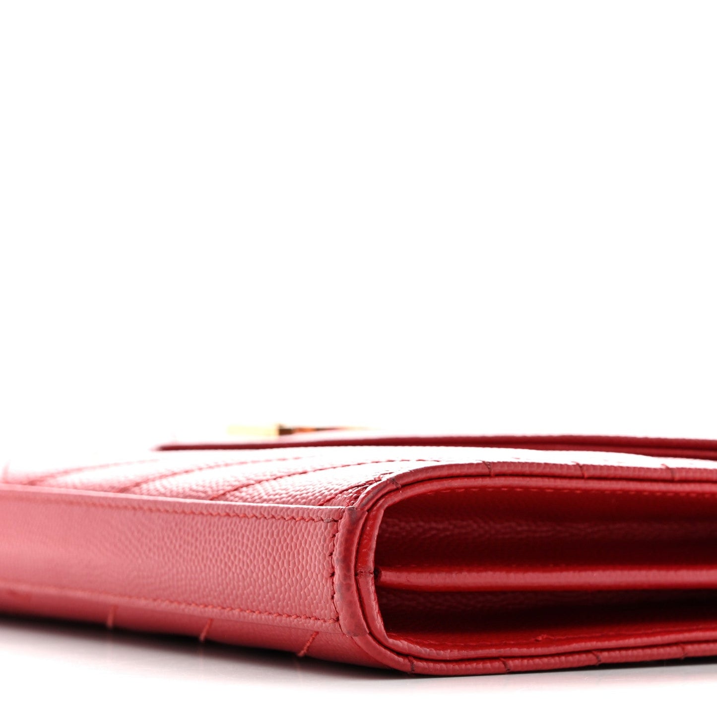 Grain De Poudre Matelasse Chevron Monogram Chain Wallet Red