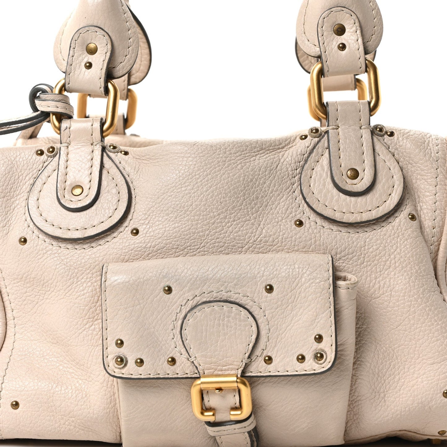 Calfskin Paddington Front Pocket Tote Creme