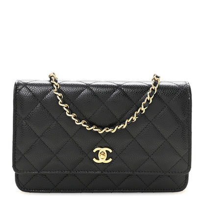 Caviar Quilted CC Turnlock Wallet On Chain WOC Black
