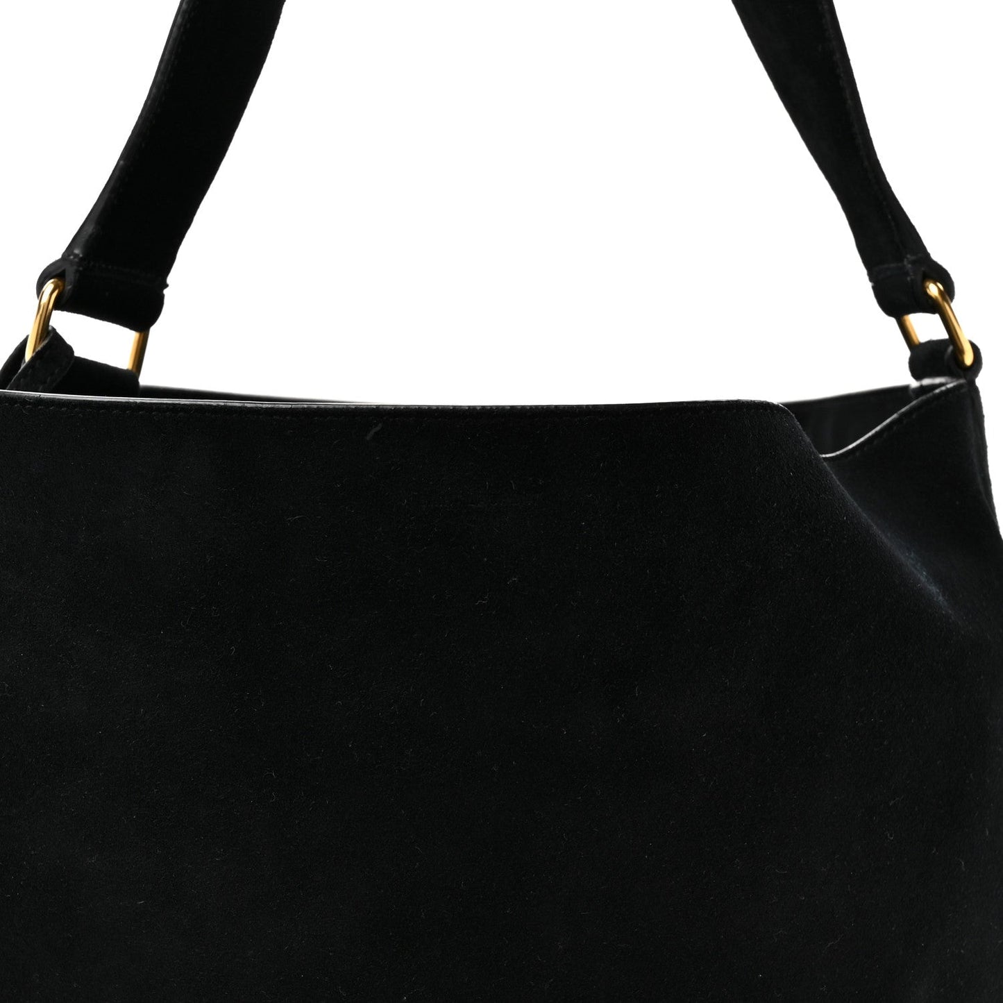 Suede Studded Bucket Bag Black