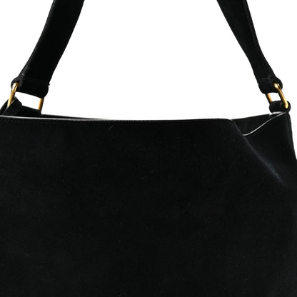 Suede Studded Bucket Bag Black