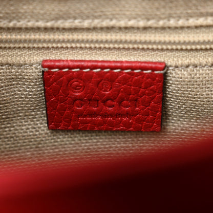 Dollar Calfskin Interlocking G Top Handle Shoulder Bag Red