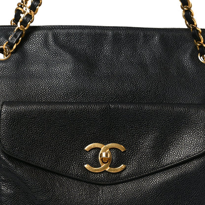 Caviar Flap Shoulder Bag Black