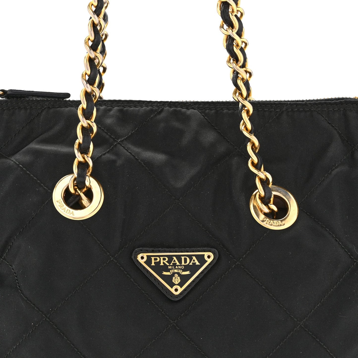 Nylon Tessuto Impuntu Quilted Flap Shoulder Bag Black