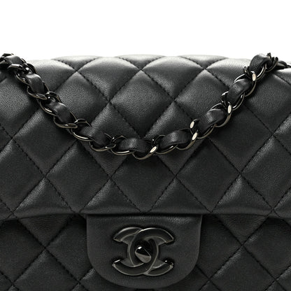 Lambskin Quilted Mini Rectangular Flap So Black