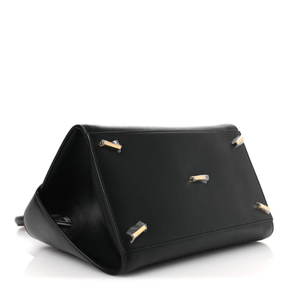 Calfskin Medium Hug Soft Bicolor Shoulder Bag Black Flame Red