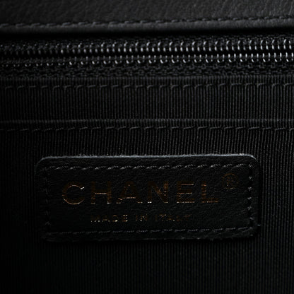 Calfskin Chevron Quilted Large Statement Flap Black