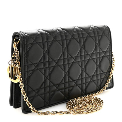 Lambskin Cannage Lady Dior Pouch Black