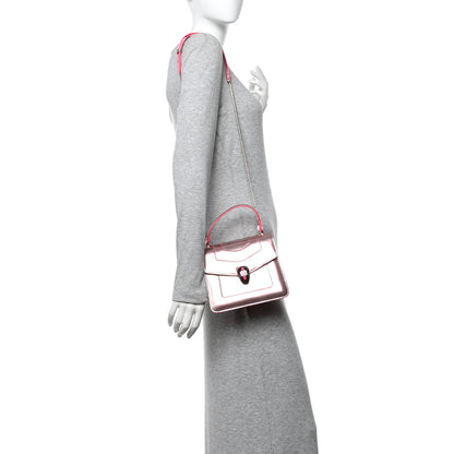 Metallic Calfskin Serpenti Forever Top Handle Pink