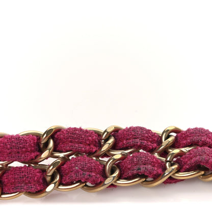 Tweed Quilted Medium Double Flap Fuchsia