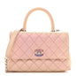 Iridescent Caviar Quilted Mini Coco Handle Flap Pink