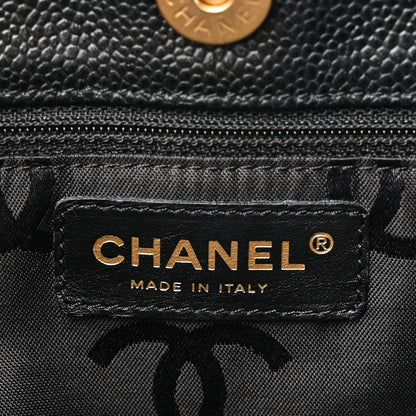 Caviar Quilted Shopping Tote Black