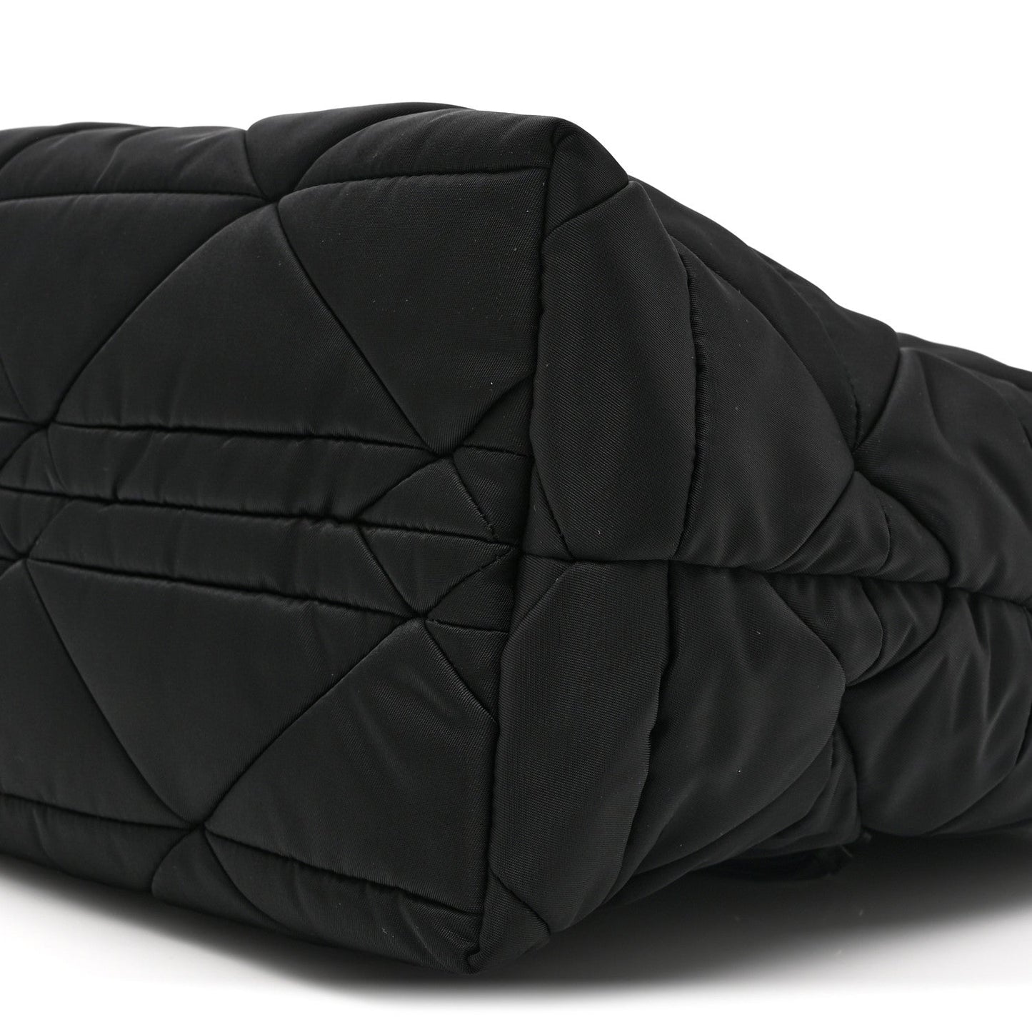 Re-Nylon Nappa Triangle Quilted Padded Small Double Handled Zip Tote Black